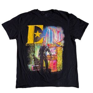 Elton John Farewell Yellow Brick Road 2019 Tour T-Shirt (Black) - Size Large